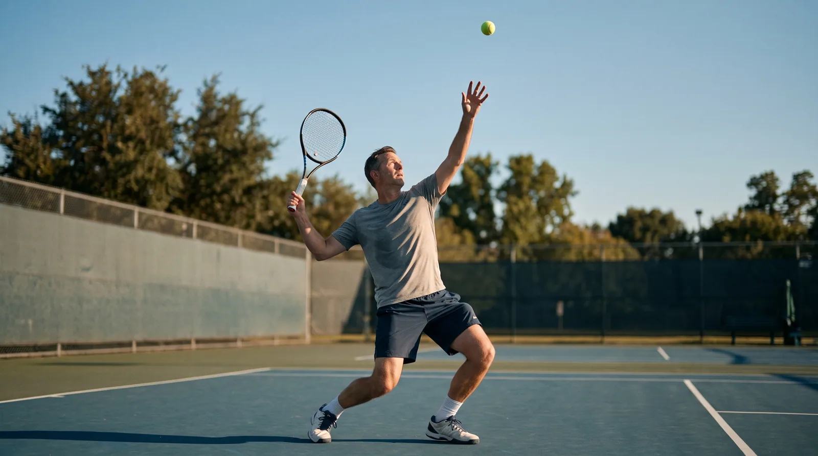 Tennis serve in the trophy position