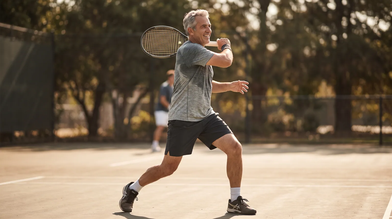 Tennis forehand follow-through