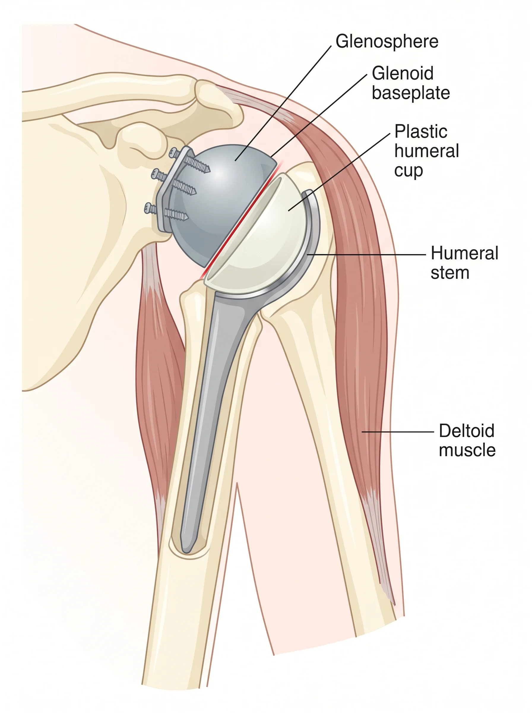 Medical illustration of Reverse Shoulder Replacement