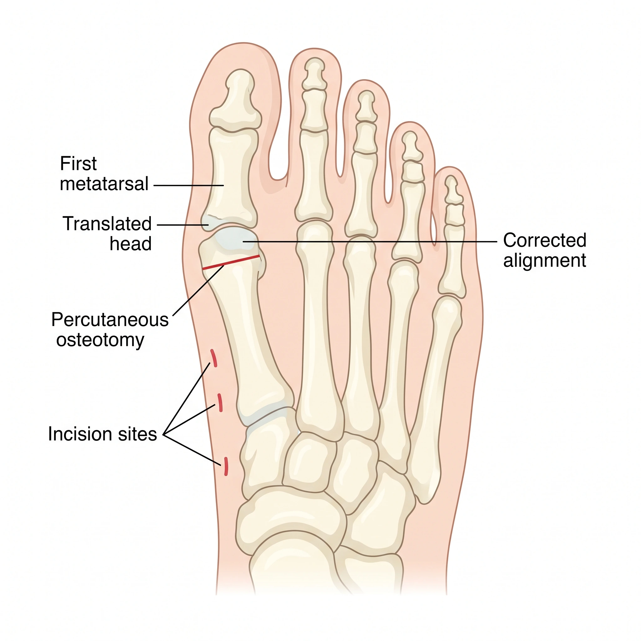 Medical illustration of Minimally Invasive Bunion Surgery